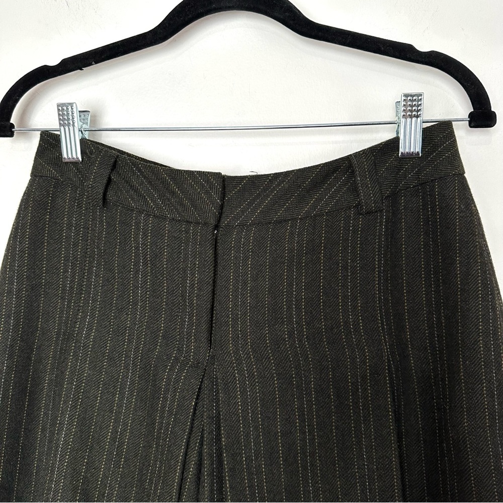 Vintage Wool Pin Striped Pleated Culottes Gaucho Pants Wide Leg Feminine Career - Picture 3 of 10